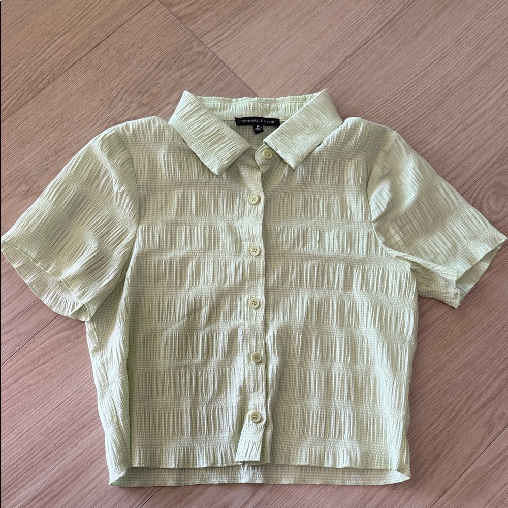 KENDALL + KYLIE Women's Green Button-Down Shirt